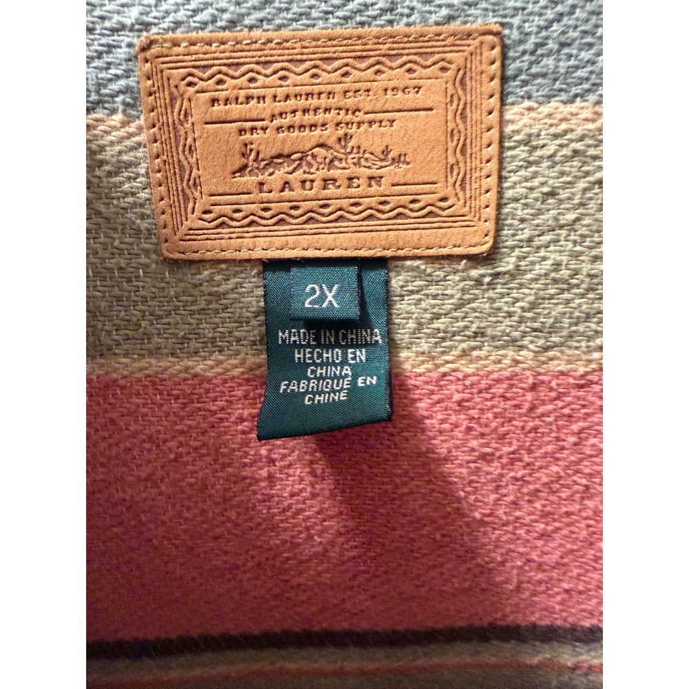 Vintage Lauren Ralph Lauren Southwestern Blanket Jacket 2x Aztec - Picture 2 of 8